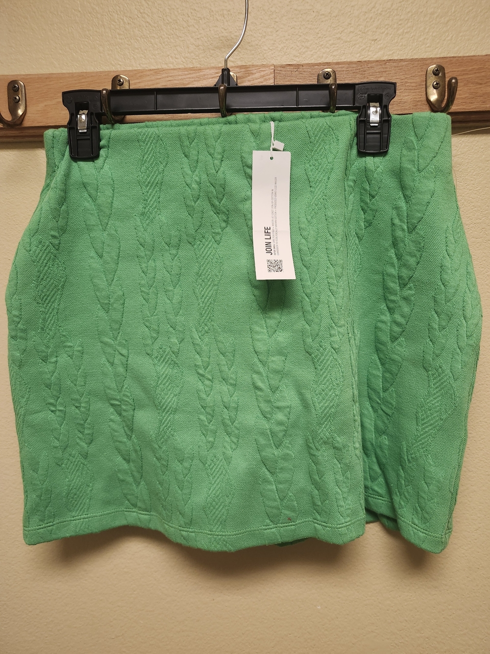 Zara Bright Green Cable-Knit Mini Skirt